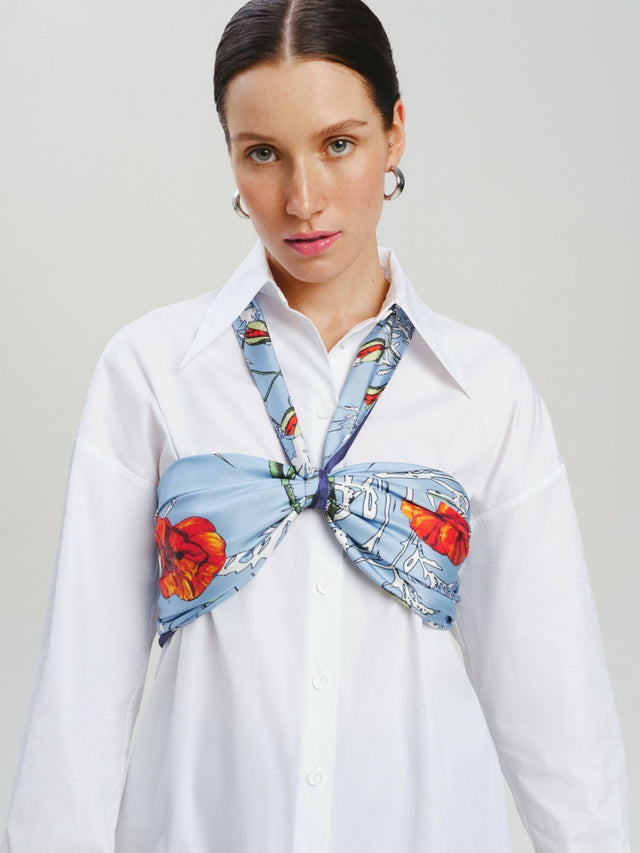 Premium silk scarf "Poppy Flower"