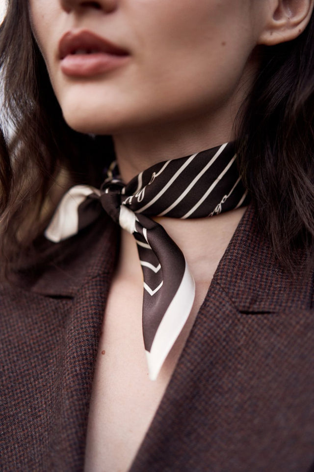 Premium silk scarf "Morning coffee"