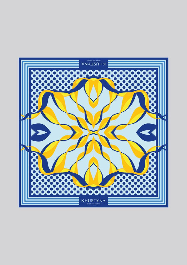 Silk scarf - Ukrainian bumblebee blu