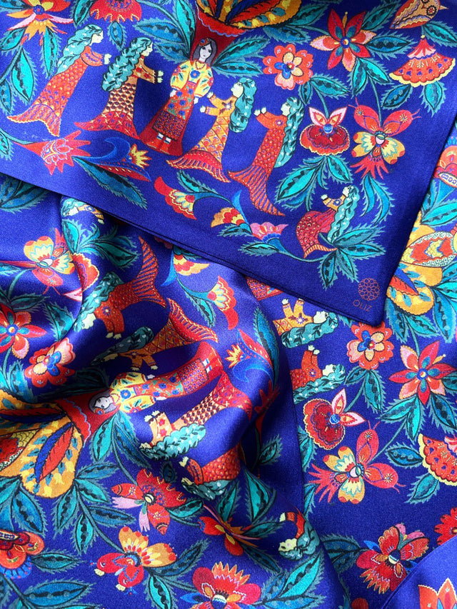 Silk twillie "By the oak the little mermaids..."