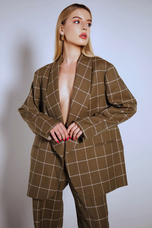 Shawl check jacket