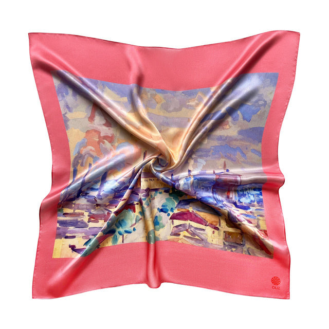 Silk scarf "The factory is working" by Oleksiy Shovkunenko