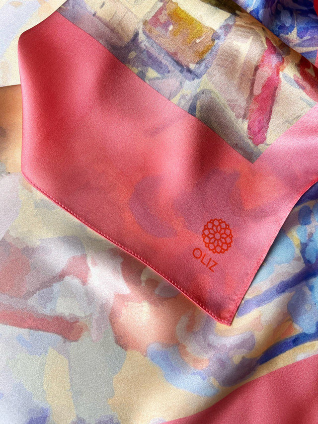 Silk scarf "The factory is working" by Oleksiy Shovkunenko