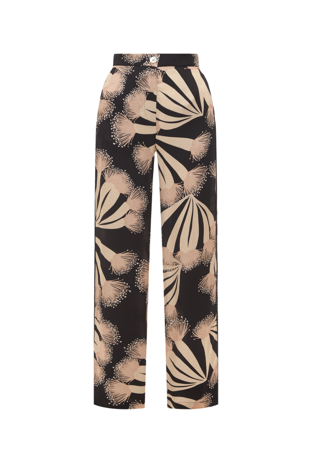 Black Silk Pants with Print