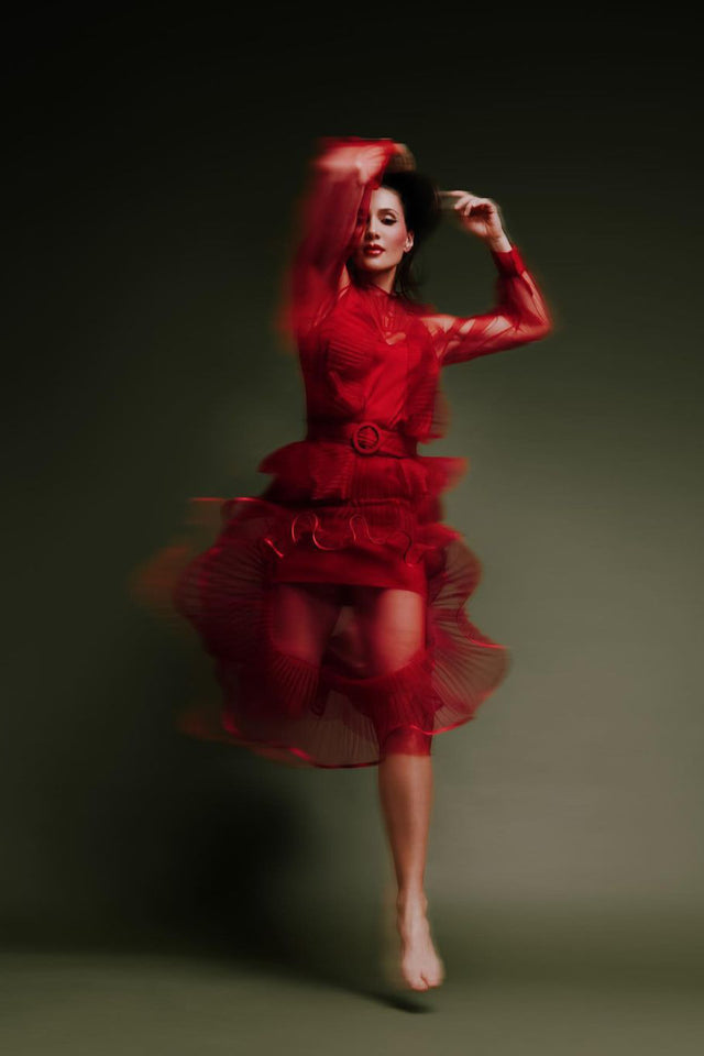 Iconic ruffle long tulle dress