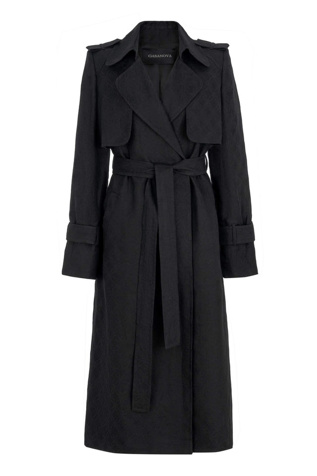 The trench coat is corrugated