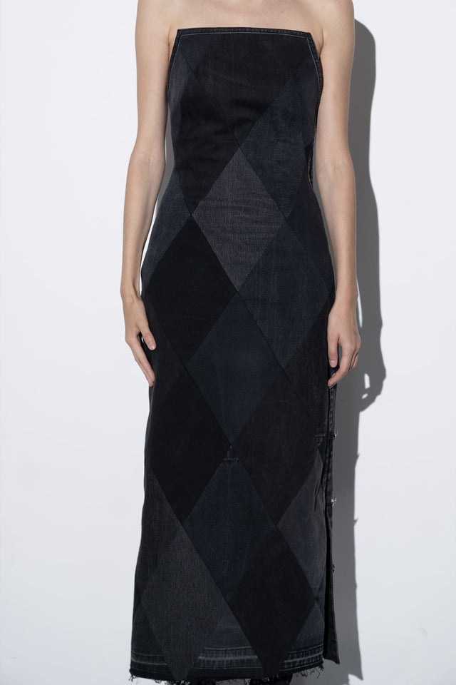 Model in black/grey Dress #02 front view