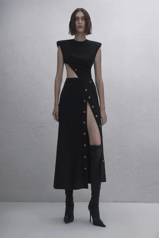 Model in black Dress #05 front view