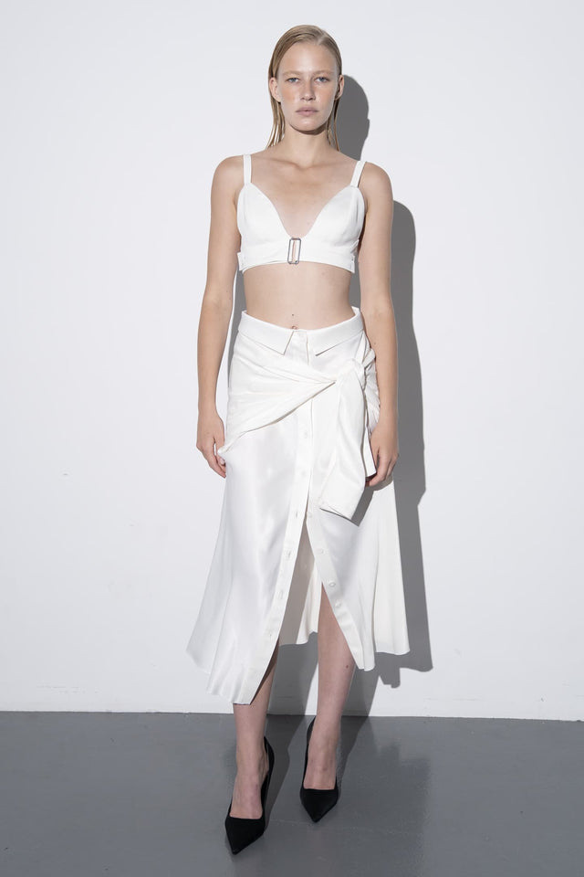 Model in white Skirt #08 front view