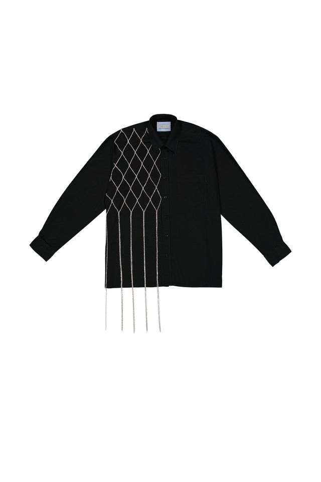 Black Redesigned shirt with crystals