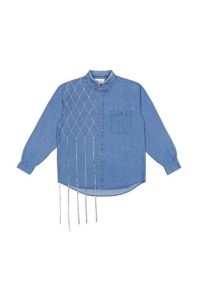 Denim Redesigned shirt with crystals