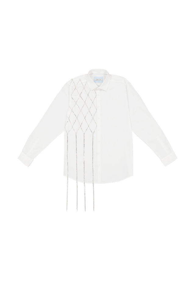 White Redesigned shirt with crystals