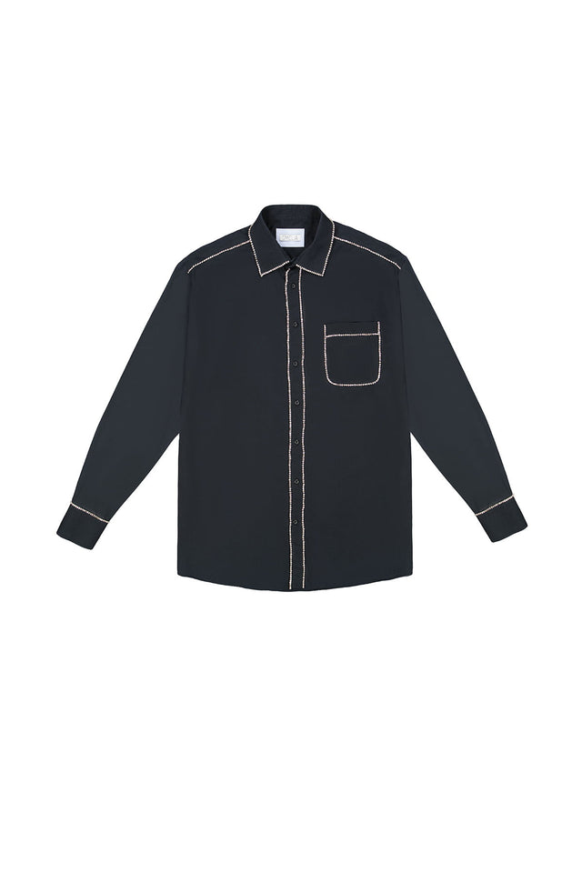 Black Redesignet shirt with crystal front view