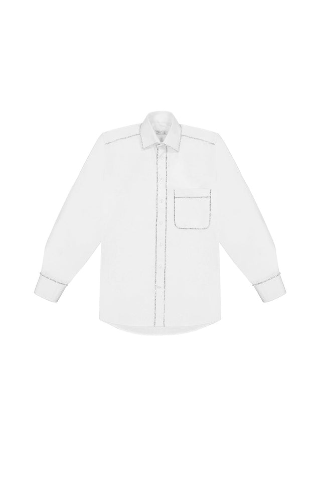 White Redesignet shirt with crystal front view