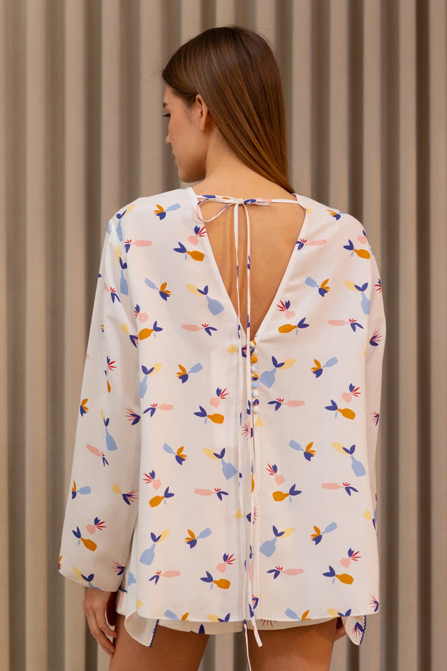 Model in Blouse jugs back view