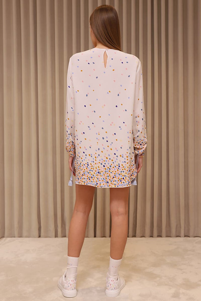 Model in Confetti mini dress back view