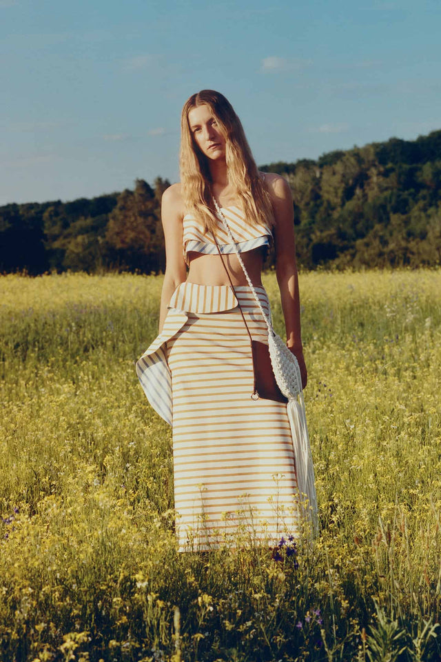 Model in Top with ties stripes