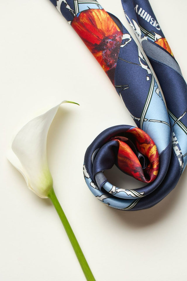 Premium silk scarf "Poppy Flower"
