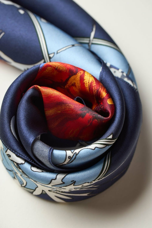 Premium silk scarf "Poppy Flower"