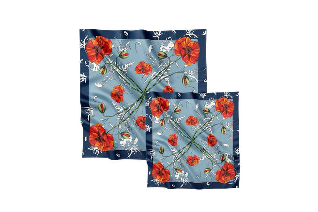 Premium silk scarf "Poppy Flower"