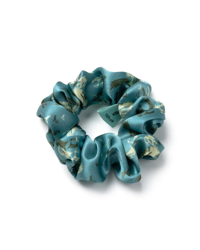SILK SLEEP MASK & BOW SCRUNCHIE SET - TEAL