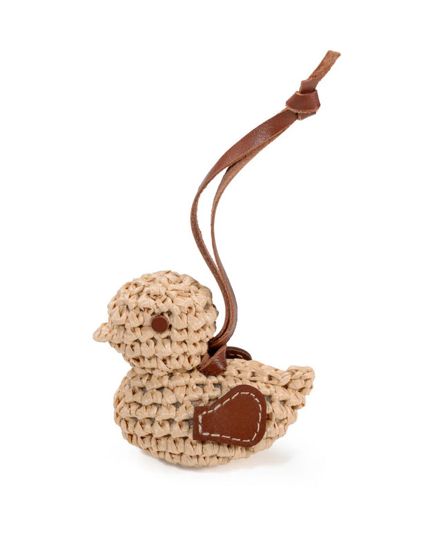 RAFFIA & LEATHER BAG CHARM