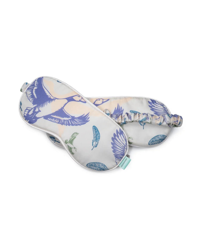 SILK SLEEP MASK & BOW SCRUNCHIE SET - CREAM