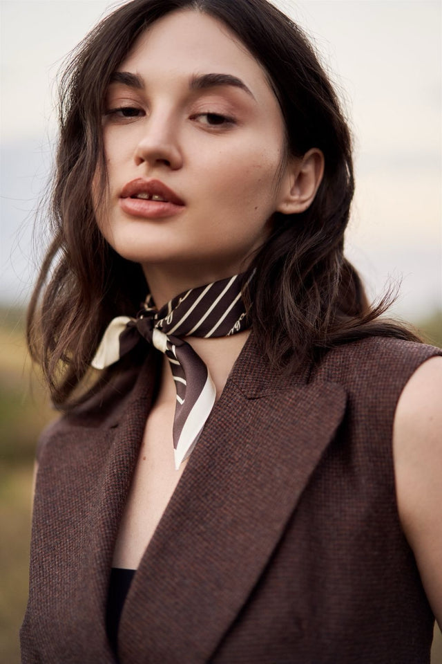 Premium silk scarf "Morning coffee"