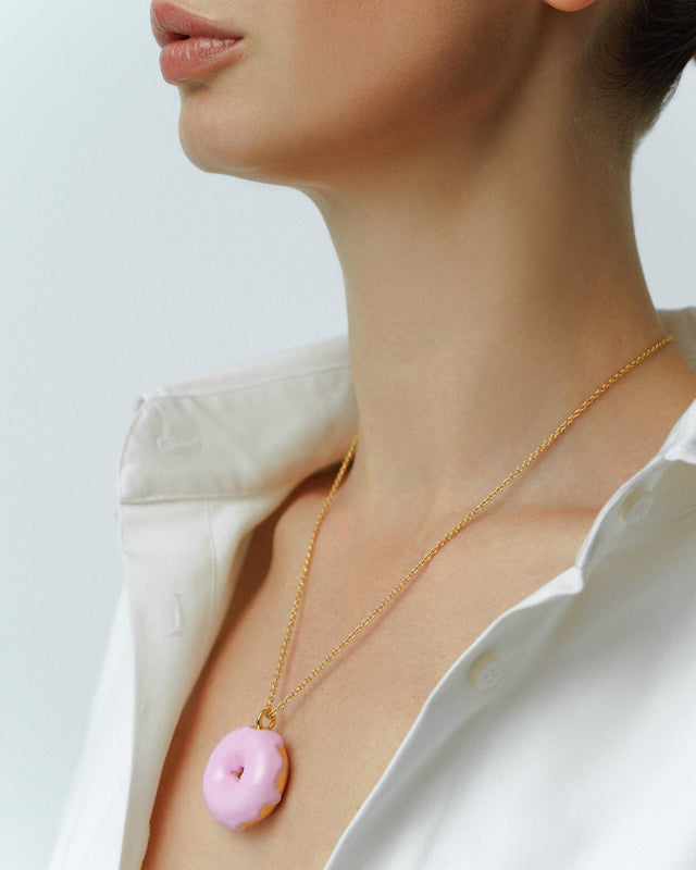 Pendant “Donut” pink with chain