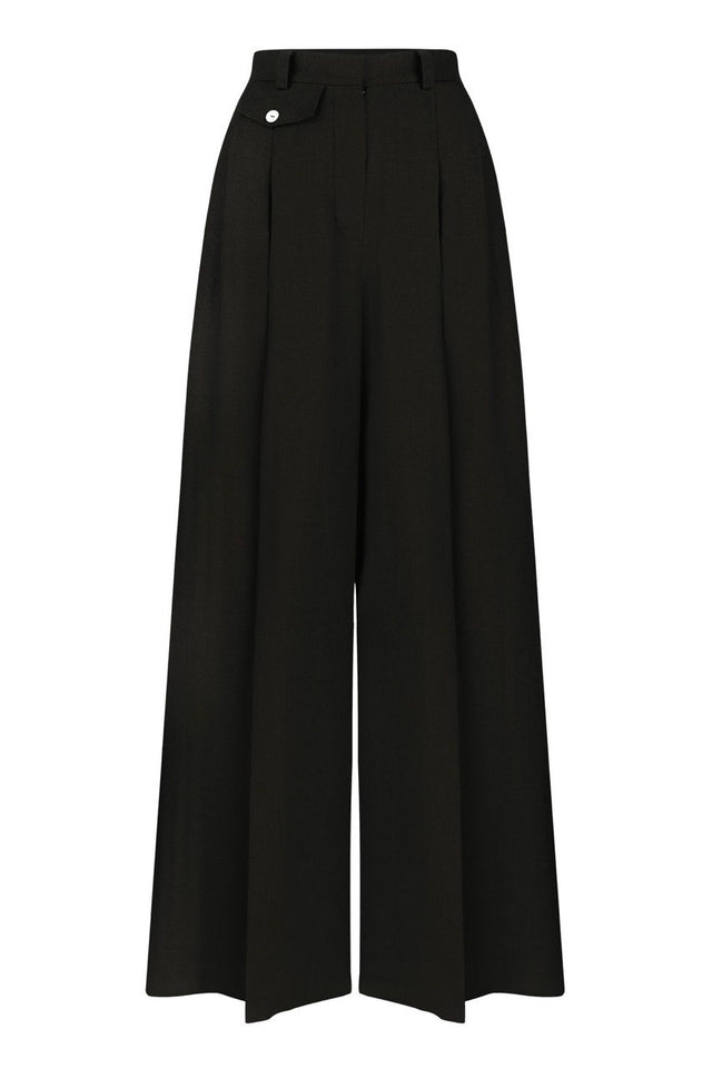 Linen high-waisted palazzo trousers