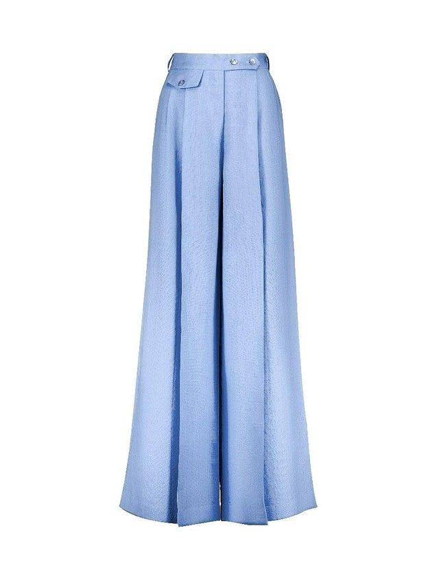Linen high-waisted palazzo trousers