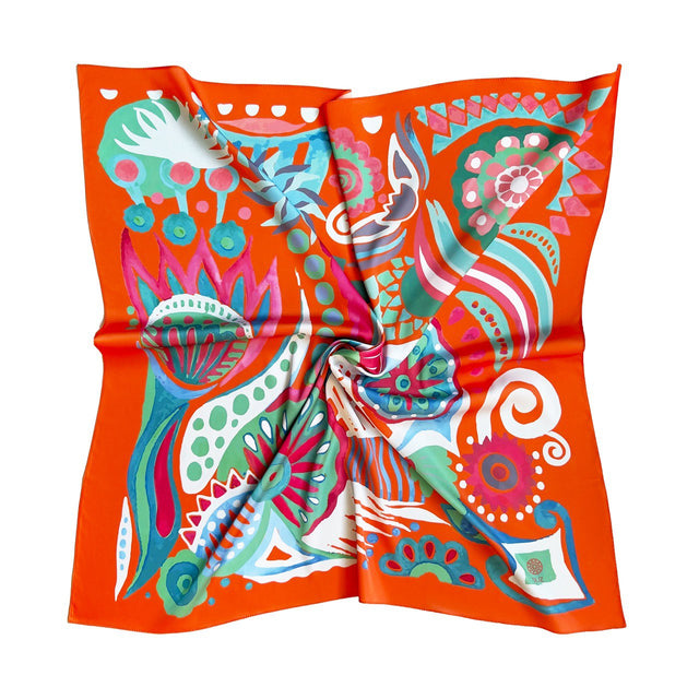 Rayon scarf "orange abstraction"