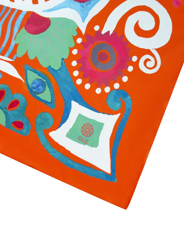 Rayon scarf "orange abstraction"