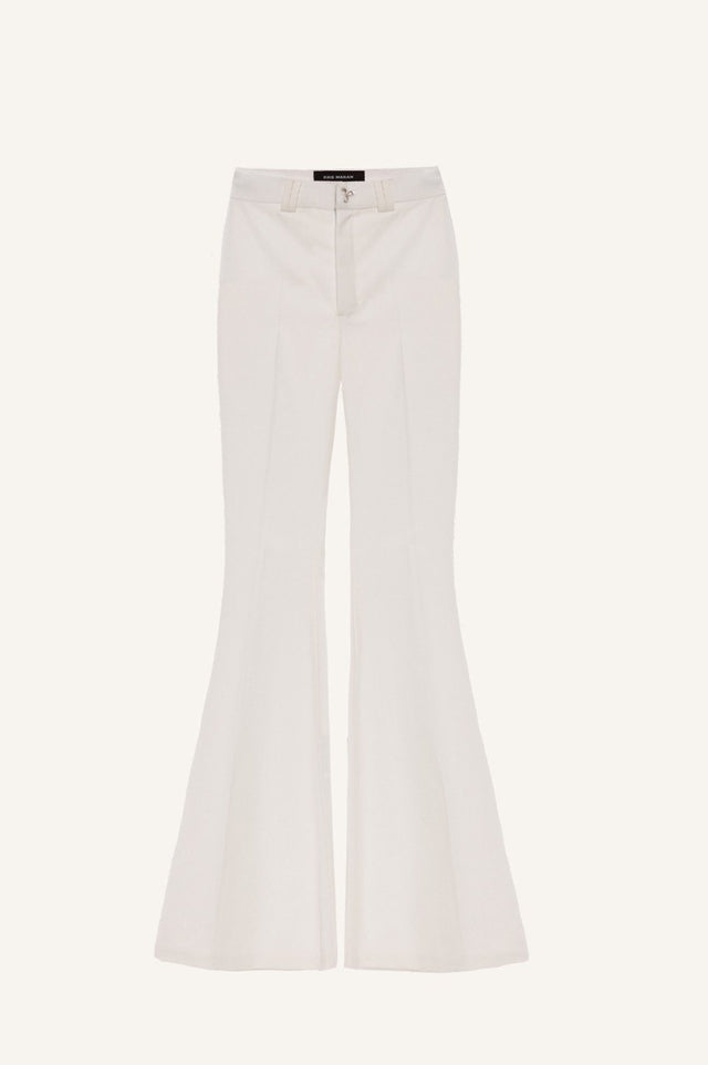 FLARE PANTS WITH CRYSTAL FASTENING.