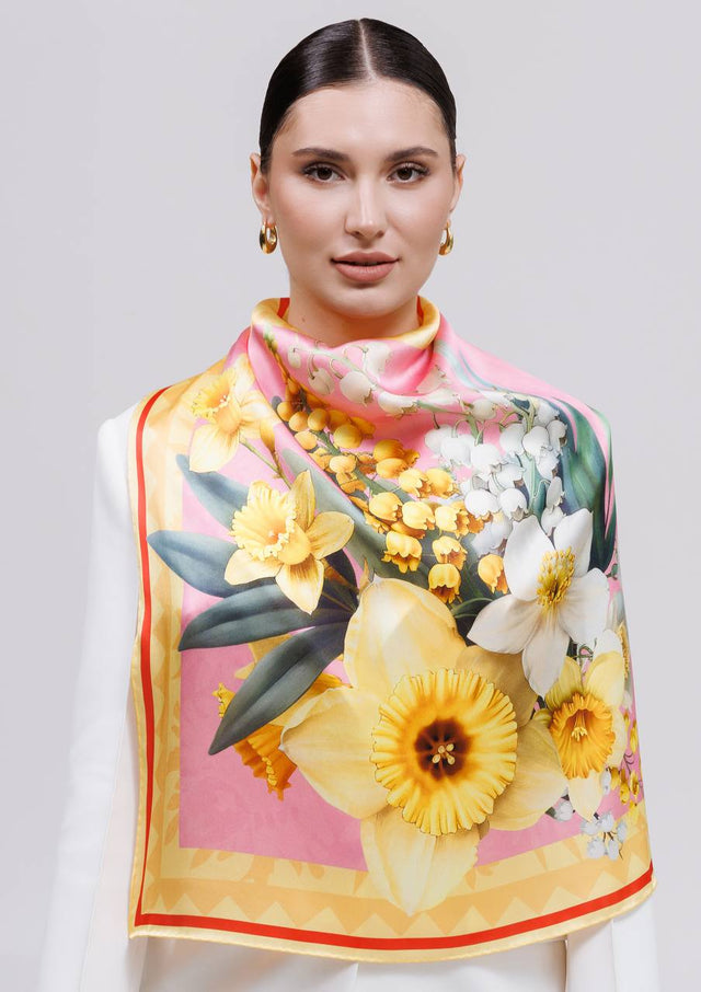 Silk scarf - Ukrainian April flowers