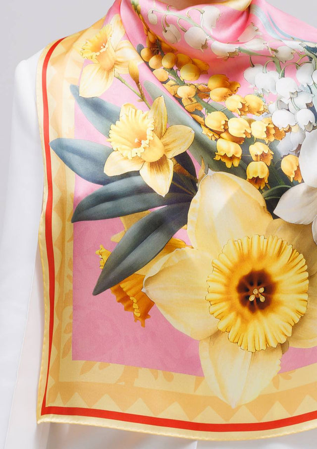 Silk scarf - Ukrainian April flowers