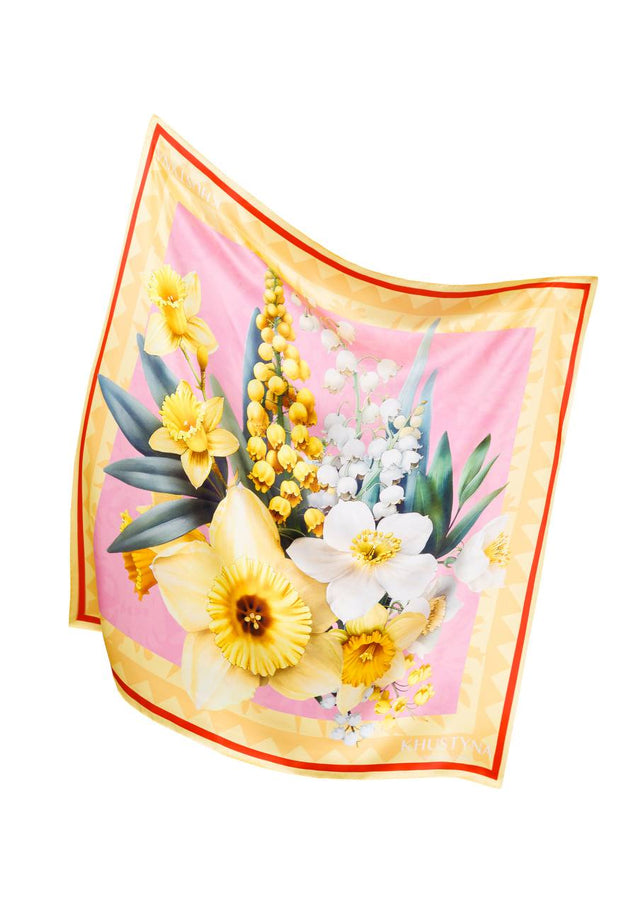 Silk scarf - Ukrainian April flowers