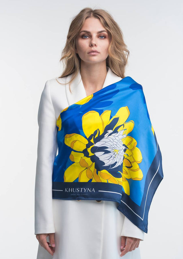 Silk scarf - Ukrainian peonies