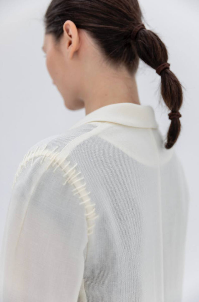 Ivory Blazer-Shirt with a Mohair Weaving