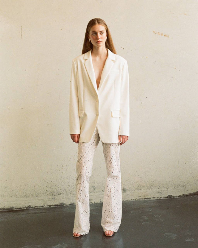 Ivory summer flared trousers