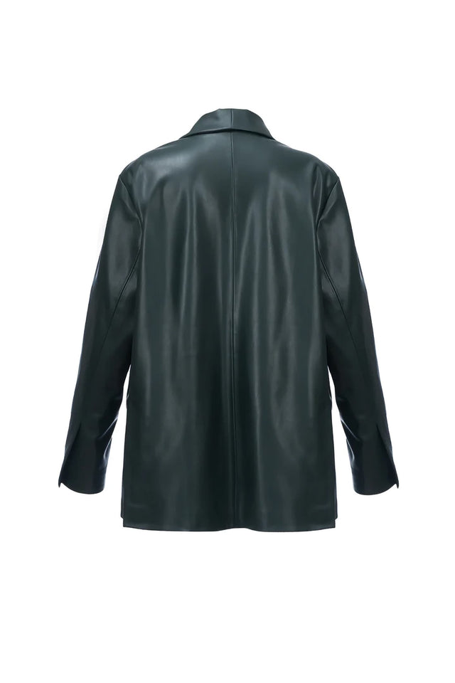 Dark green Eco leather jacket back view