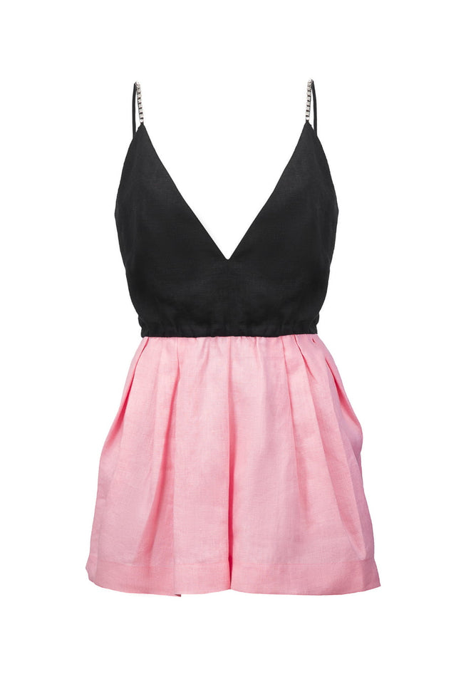 Black/Pink Overalls mini front view