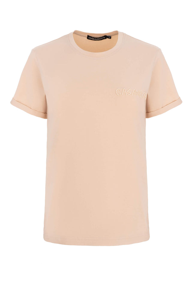 Beige T-shirt with mini embroidery Gasanova