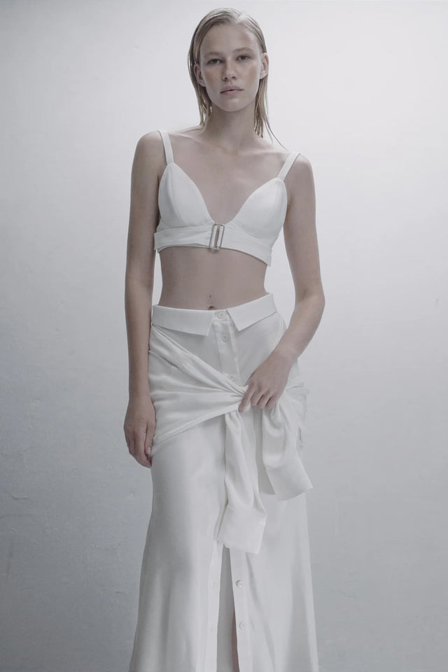 Model in white Skirt #08 front view