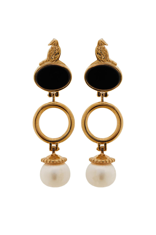 Earring with white pearls long