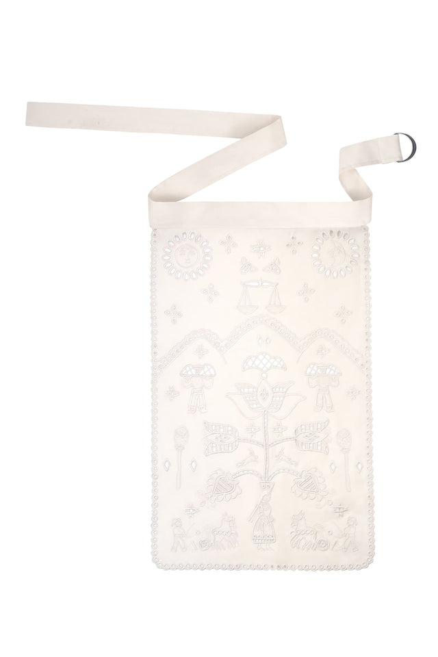 Ivory embroidered apron
