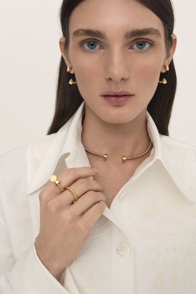 Model in Hryvna bracelet and Hryvna ring 